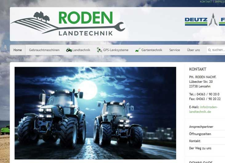 Joomla Webdesign Referenz: CMS Homepage für Landtechnikbetrieb in Lensahn