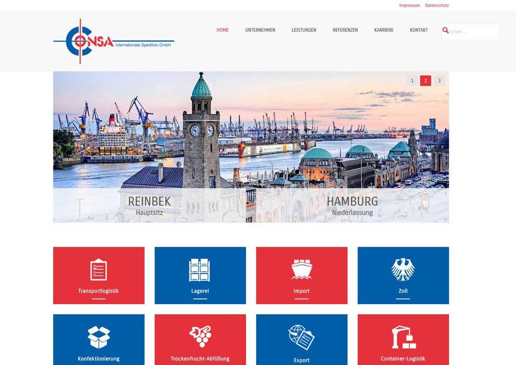 Joomla Webdesign Referenz: Homepage für Spedition in Hamburg