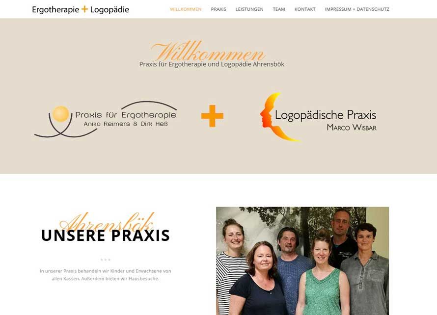 Onepage Homepage für Praxis für Ergotherapie und Logopädie in Ahrensbök