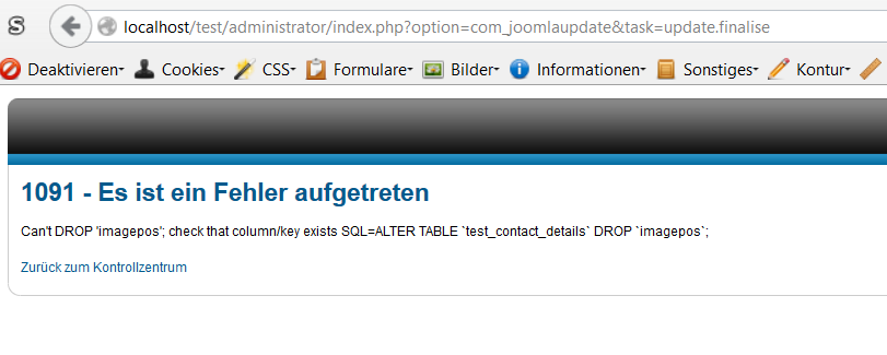 Webdesign Joomla Tipp: 1091 Fehler nach Joomla Update