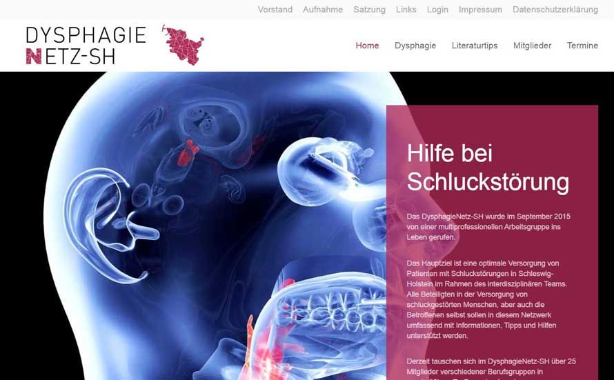 Joomla Webdesign Referenz: Homepage für Dysphagienetz Schleswig-Holstein