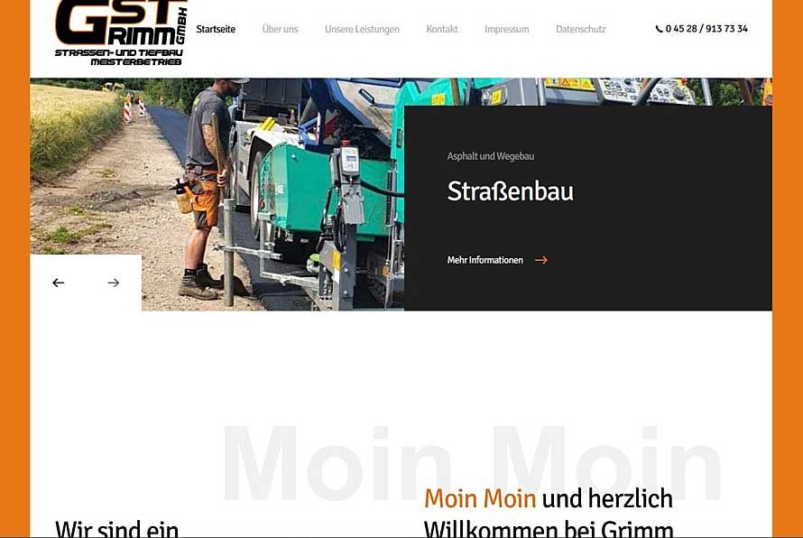 Wordpress Webdesign Referenz: Homepages für Strassen- und Tiefbau in Schönwalde
