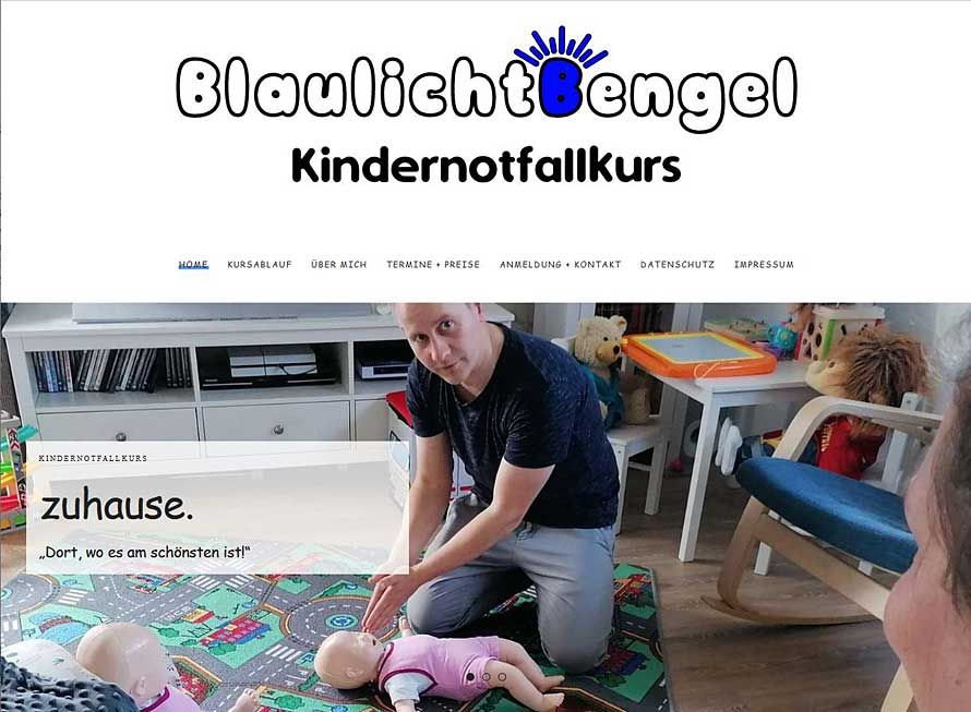 Wordpress Webdesign Referenz: Homepage für Blaulichtbengel Kindernotfallkurs