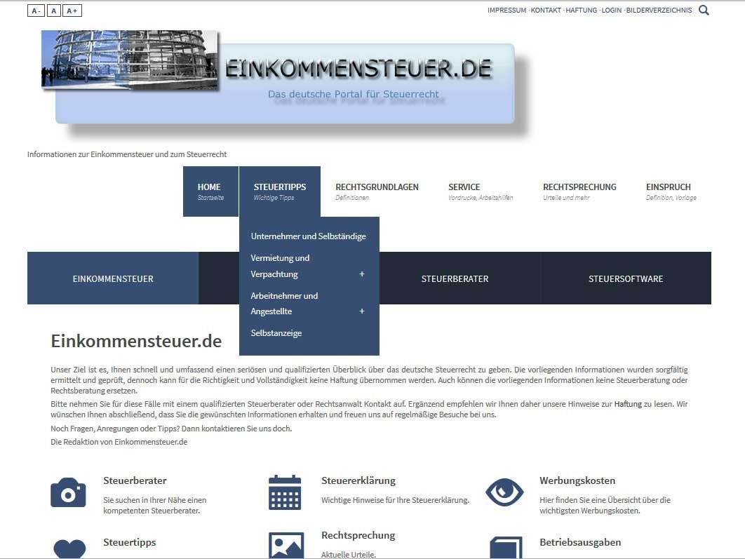 Webdesign Joomla Referenz: Portal Website für Einkommensteuer in Neckarsulm
