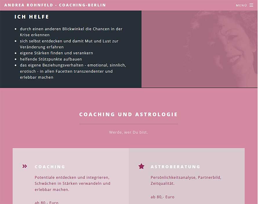 Onepage Homepage für Coaching in Berlin