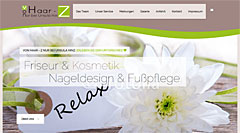 Screenshot OnePage Webdesign, Flyer und Visitenkarten für Friseur und Kosmetik Salon
