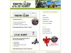 Screenshot Webdesign, Web-Visitenkarte für Tretroller & Gokart