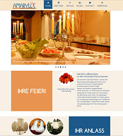 Screenshot OnePage Webdesign für Amaryllis Partyraum Vermietung