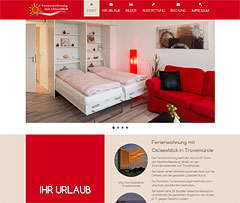 Screenshot Onepage Webdesign für Ferienwohnung mit Ostseeblick in Travemünde